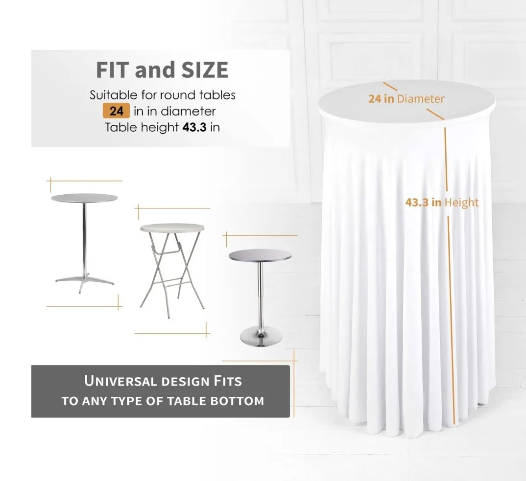 Red Round Folding Tablecloths Spandex Customized Colors Cocktail Table Covers