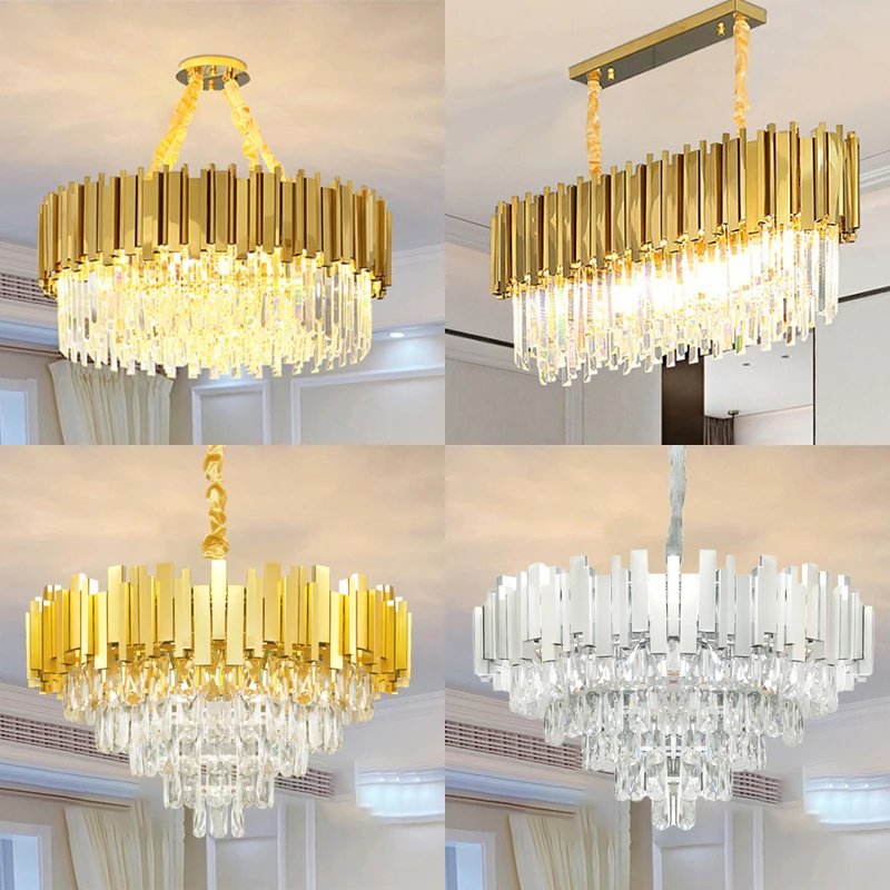 Factory Custom Luxury Villa Wedding Crystal LED Pendant Light Modern Decoration Large Hotel Chandelier