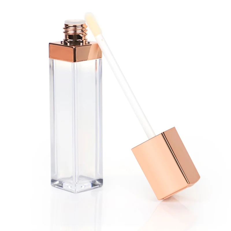 Luxury 10ml Rose Gold Empty Lipgloss Containers Tube Square Lip Gloss Tubes
