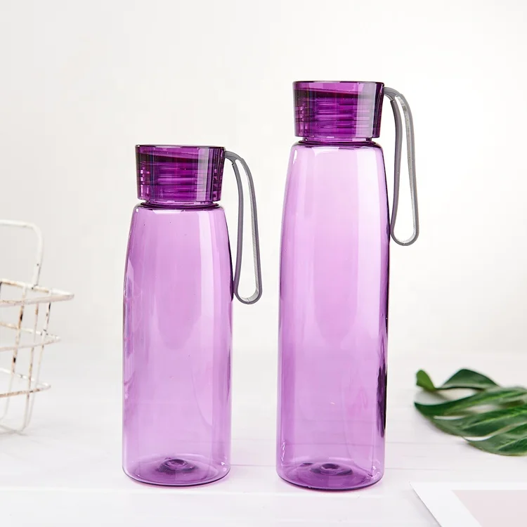 400ml New Arrival Eco-friendly Stylish Colorful Clear Non-Toxic With Silicone Lanyard Plastic Water Bottle