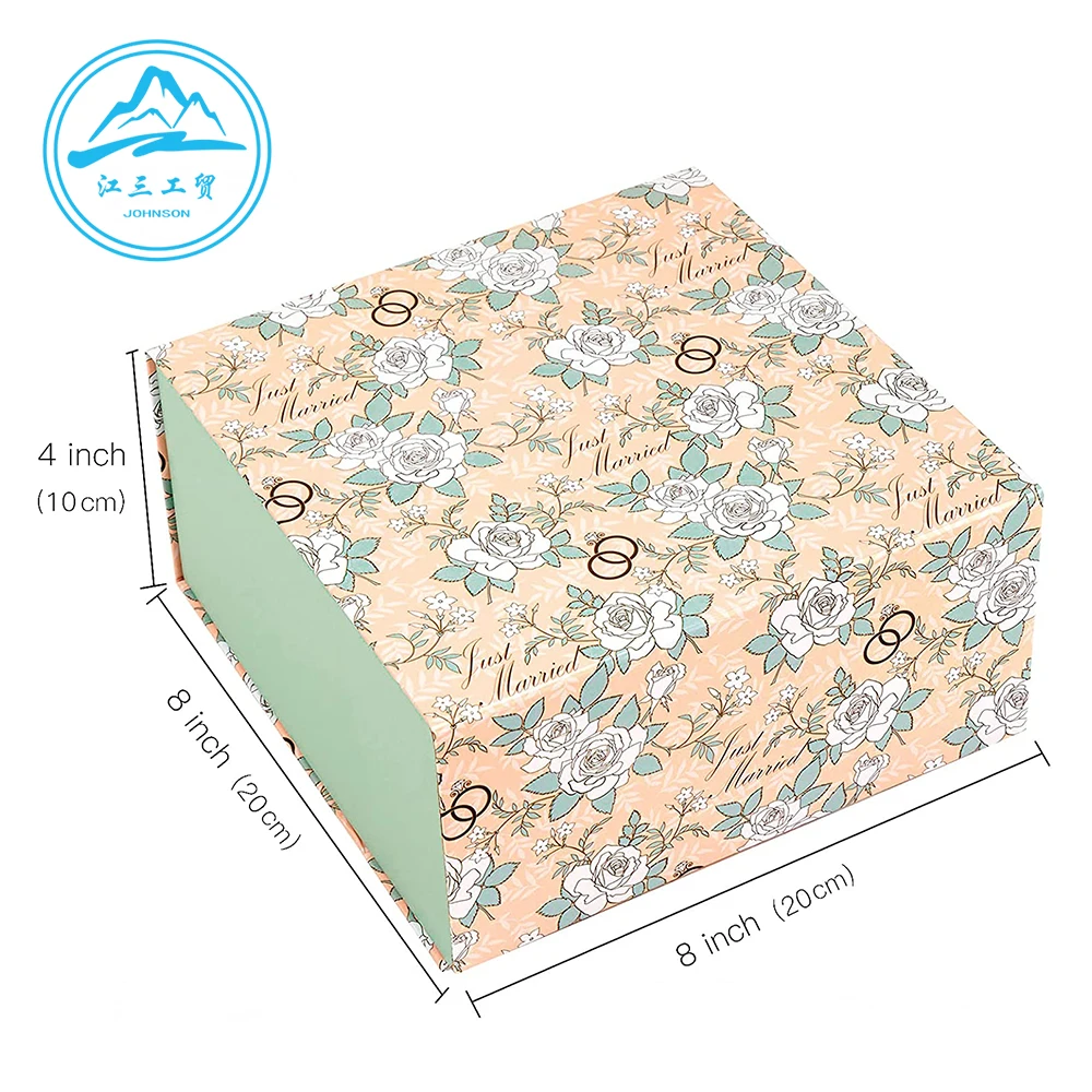 Custom Luxury Pink Green Square Changeable Blue Fold Flat Magnetic Lid Shut Gift Packaging Gift Cardboard Baby Box With Ribbon