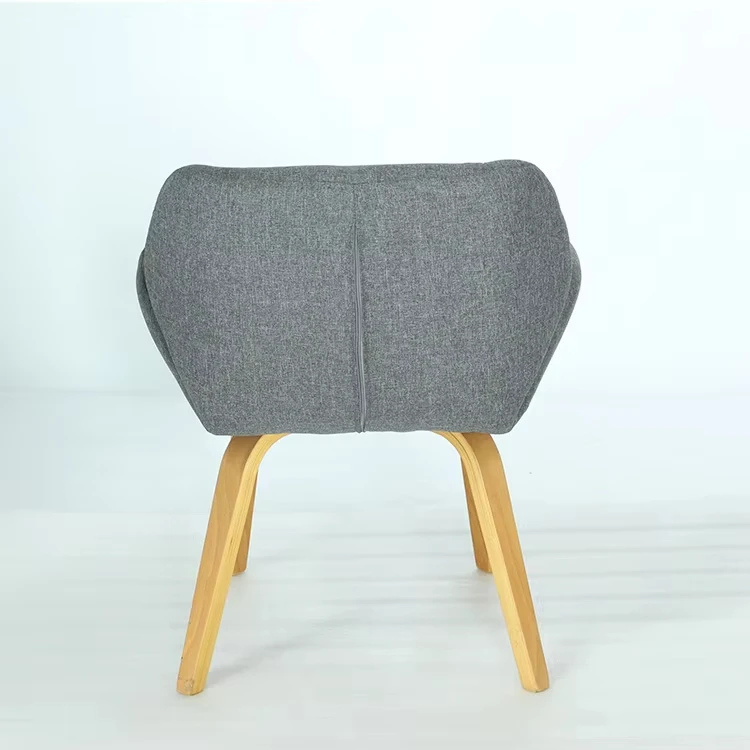 Cheap Wholesale Residential Furniture Fabric Cushion Solid Grey Wood Legs Dining Chair