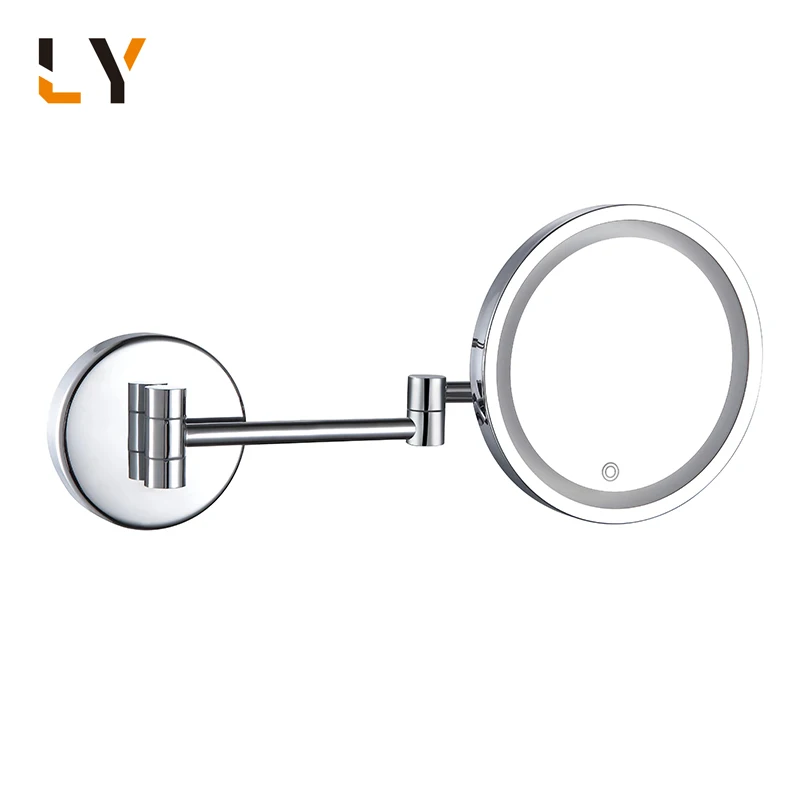 Hotel Folding Extendable 304 Stainless Steel Magnifying Round Bathroom Mirror