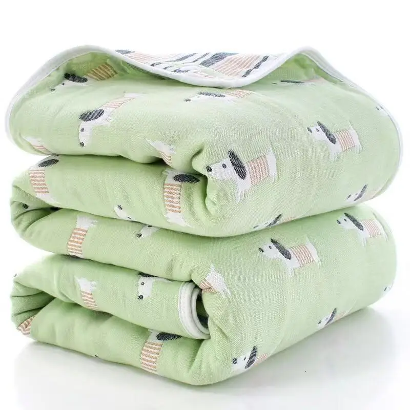 Factory Price Jacquard Baby Cotton Muslin Swaddle Blanket Wrap 6 Layer For Newborn