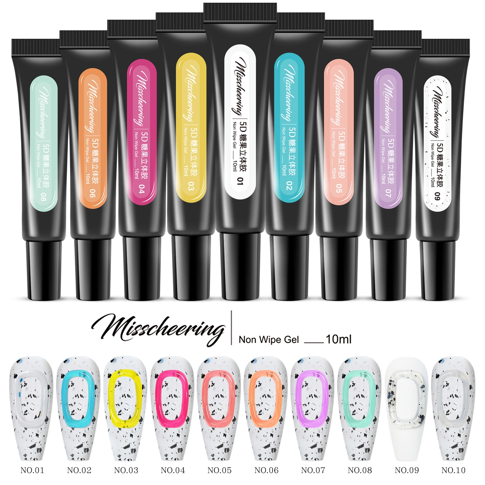 5D Stereo Adhesive Nail Polish Gel 12 Colors Candy Macaroon Jelly Gel UV Nail Art Solid Gel for Manicure Art Design 10ml