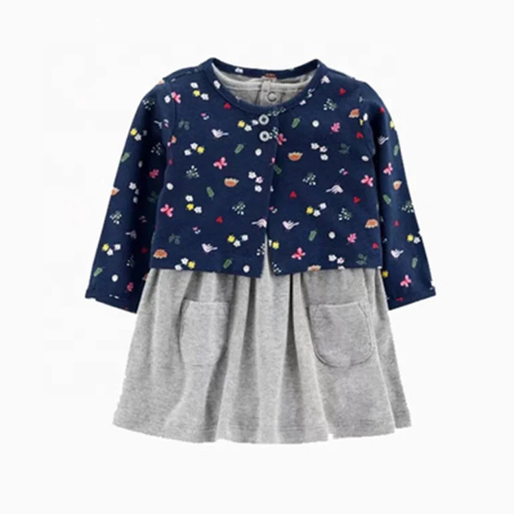 100% cotton infant skirt Long sleeve coat 2 pieces toddler clothing Featured cute baby girls party dresses