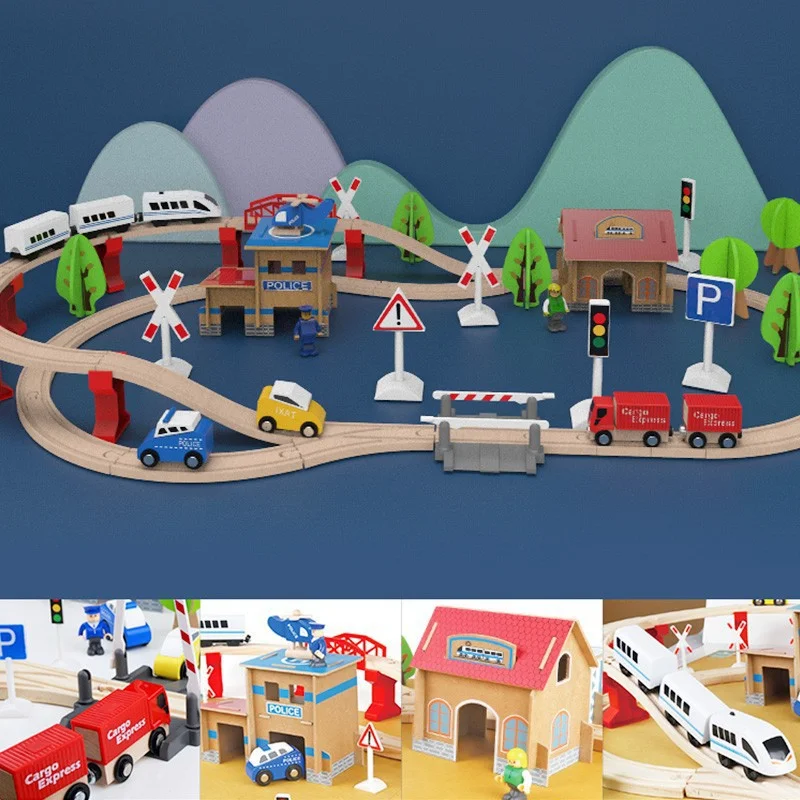 Classic Train Track Building Blocks Action Train Car Toy for Kids