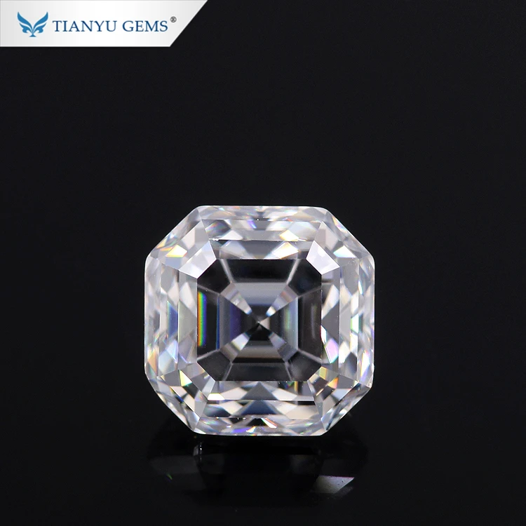 Tianyu gems customized new cut asscher cut defvvs moissanite diamonds 3ct 8*8mm