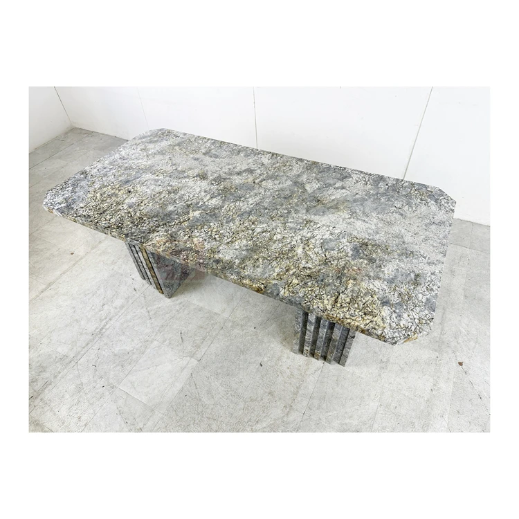 Newstar Natural Stone Luxury Square Coffee Table with Gold and Grey Marble for Home Hoteland Office
