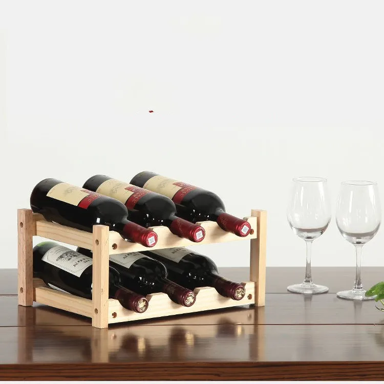 Solid Wood Red Wine Rack Household Wine Bottle Storage Rack