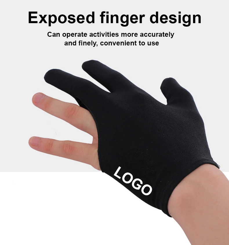Anti-wear 3 Fingers Open Left Hand Snooker Pool Table Player Billiard Cue Gloves