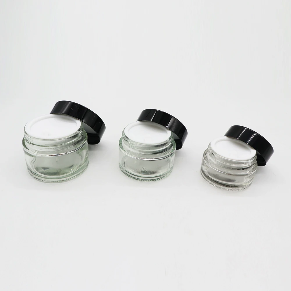Houseables 3 Gram Jar 3 ML Black 50 Pk BPA Free Cosmetic Sample Empty Container Plastic Round Pot Screw Cap Lid Small