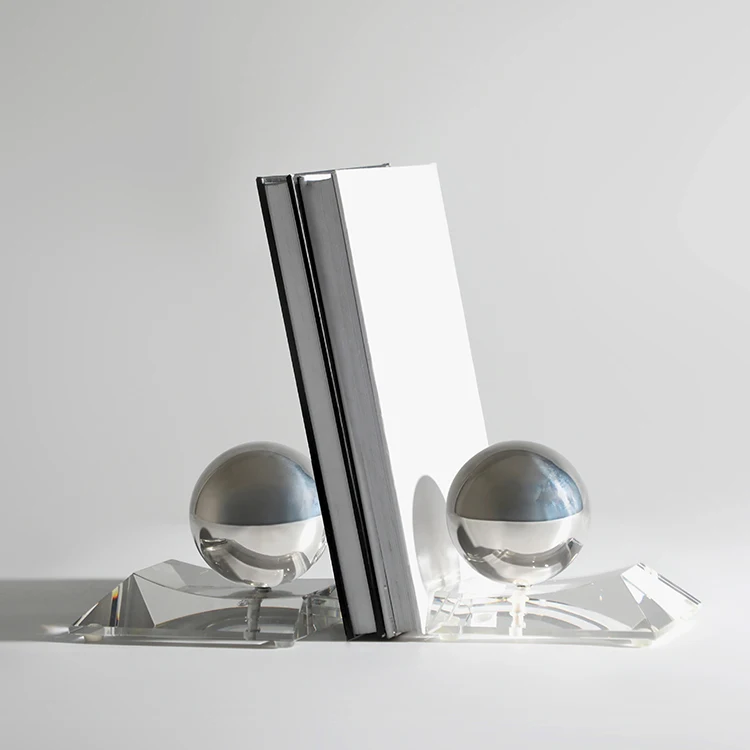 Modern Office Desktop Decorative Crystal Bookends Bookshelf Organizer Book Holder