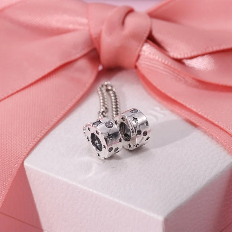 Hot sale silver-studded Safety Chain fits Bracelet DIY Family Heart CharmJewelry  for Ladies Jewelry Gifts of Mothers Day