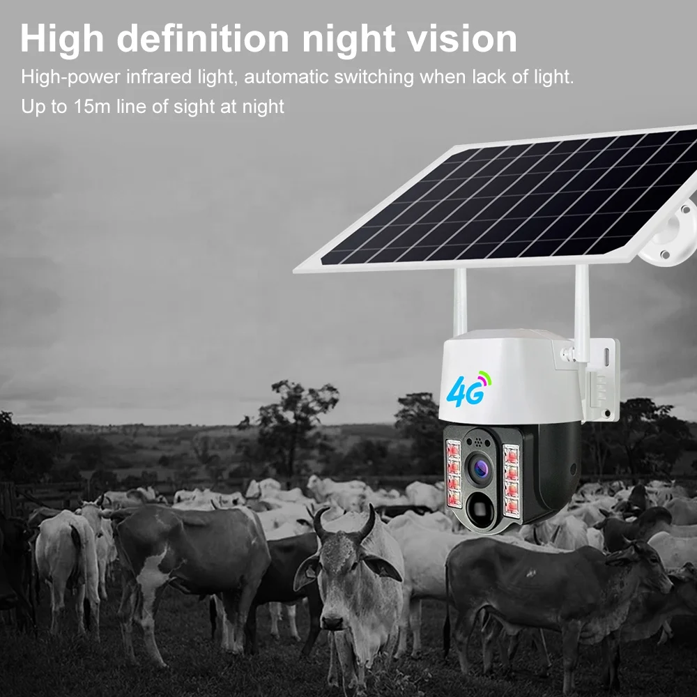 Jortan 3MP V380 Ptz 4g Solar Camera 360 Degree Rotate Outdoor Waterproof Motion Detection Battery Audio Solar Camera Wifi