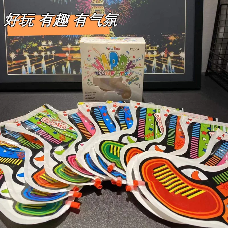 2022 New Party Fireworks Cool Pistol Shape Confetti Handheld Fireworks Birthday Party Creative Inflatable Fireworks Gun Toys