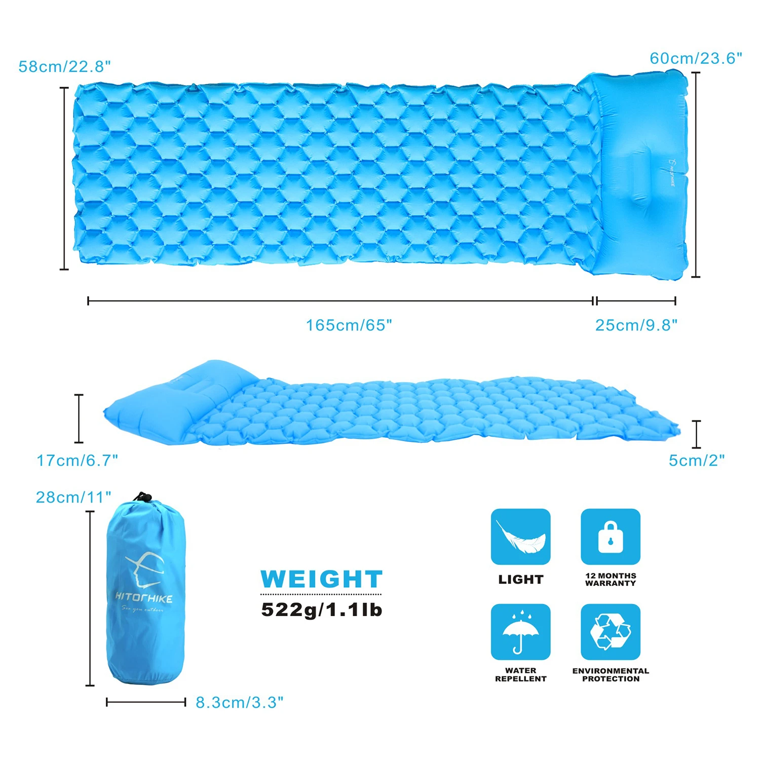 HOMFUL ультралегкий надувной матрас из ТПУ, коврик для сна, коврик для кемпинга на открытом воздухе с прилагаемой подушкой