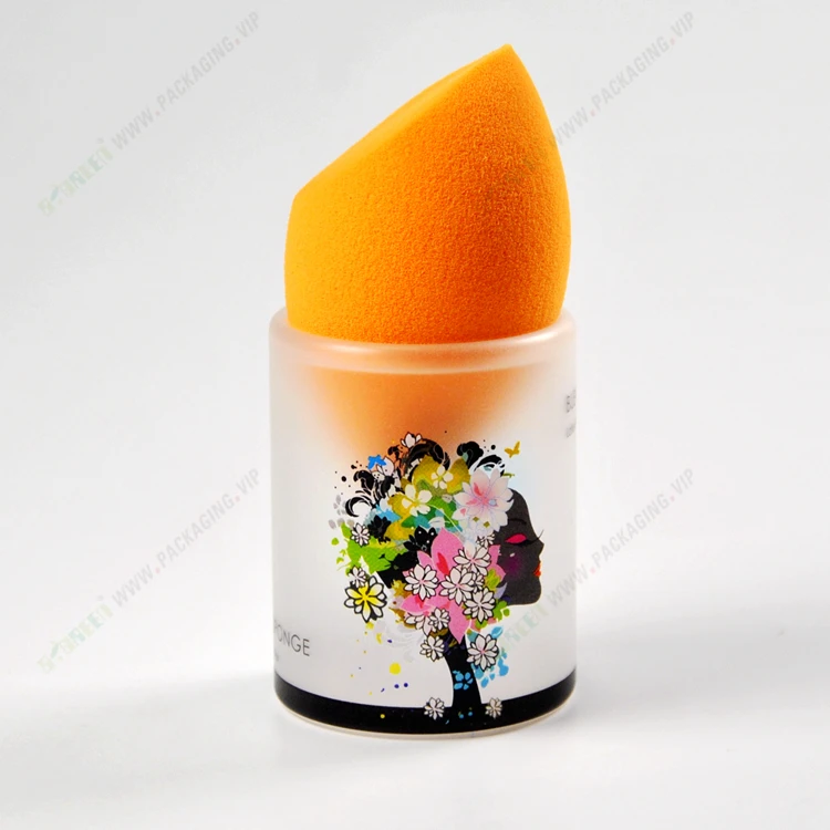 Small Plastic Round Box Packaging 4.5 for makeup sponge