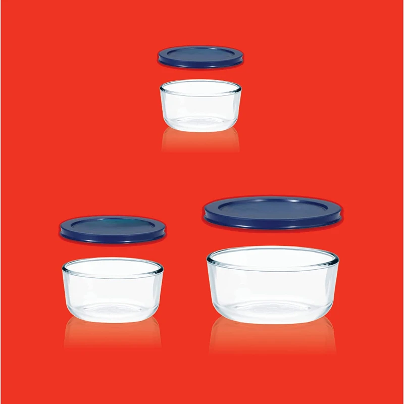 Набор круговых стеклянных контейнеров для хранения Pyrex с крышками | Безопасные крышки микроволновой печи и духовки без БФА коробка бэнто детей