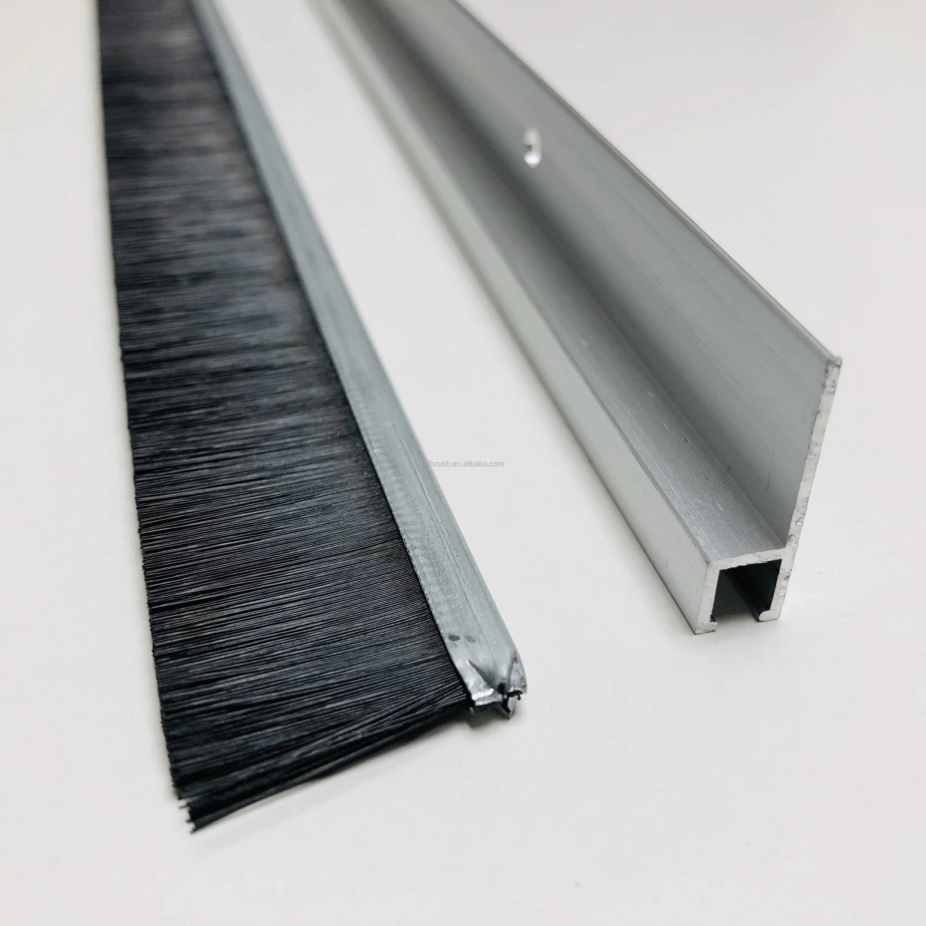 TDFbrush Door Brush Bottom Sweep h-Shape Aluminum Alloy Holder w 0.8-inch Black PP Soft Brush