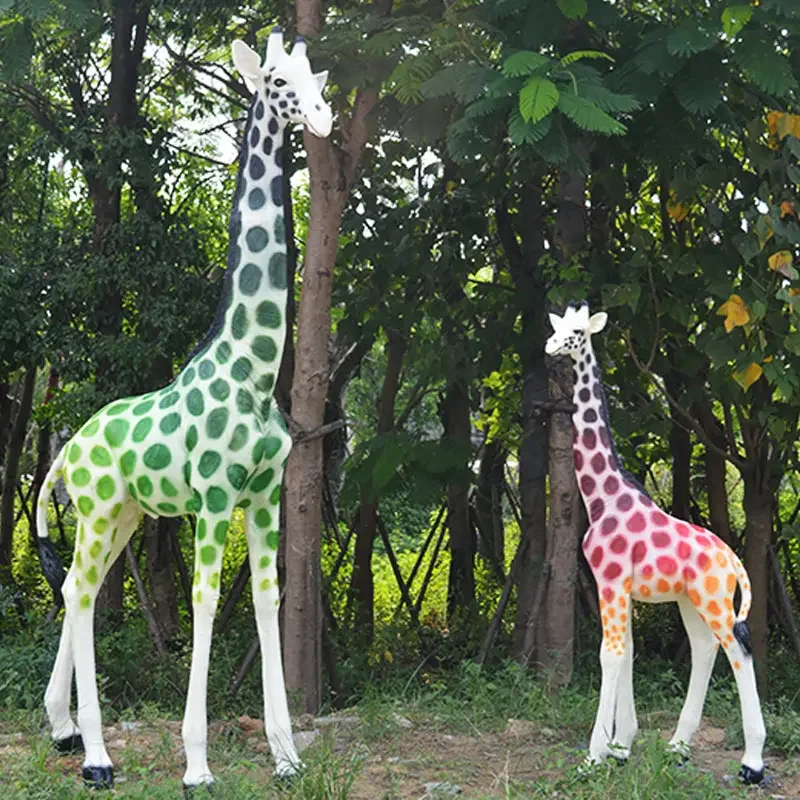 Miguo Animal Pop Art Sculpture Outdoor Playground Garden Decoration Fiberglass Painted Giraffe Statue Artificial Crafts For Sale