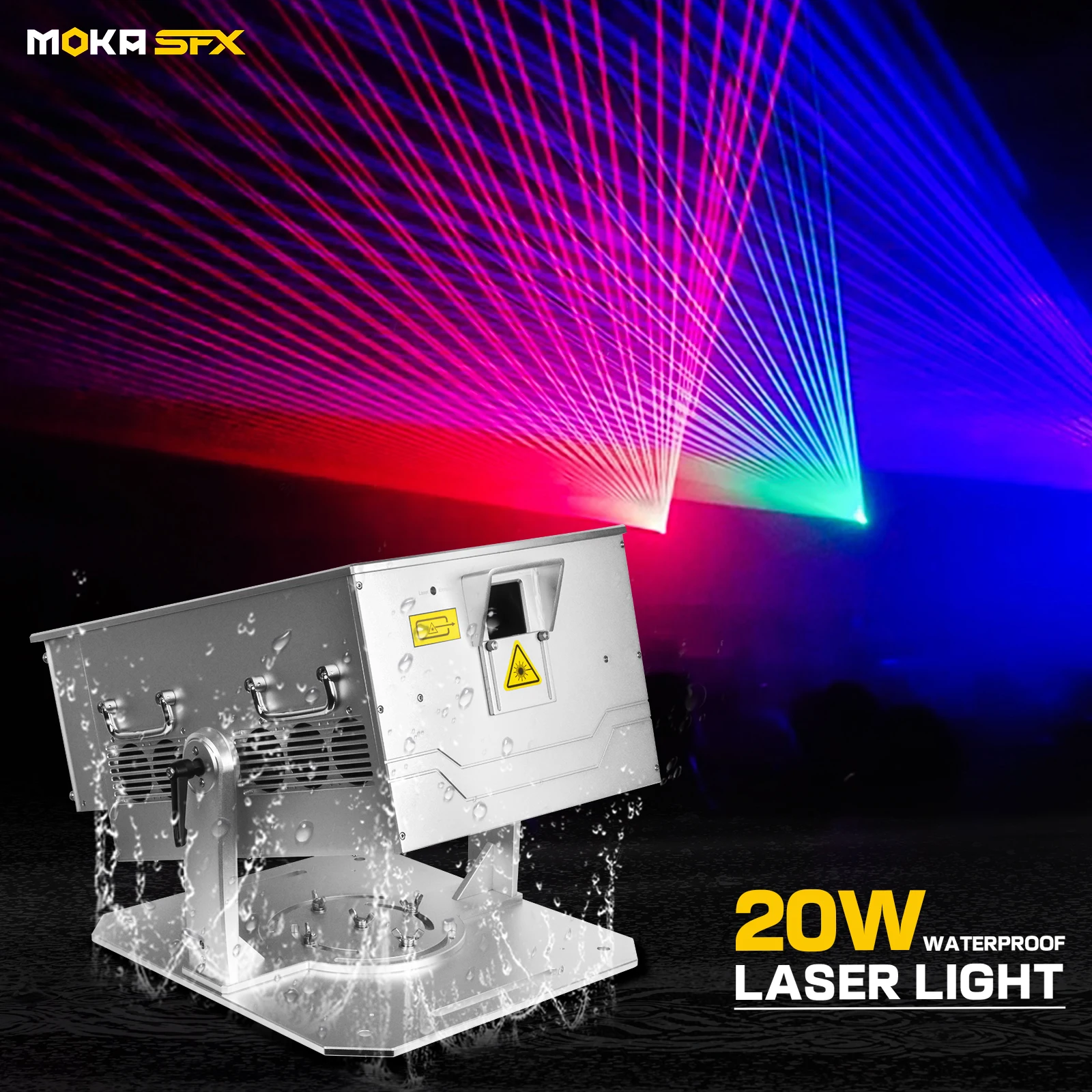 Moka sfx Waterproof RGB 20W Laser Projector Party Disco Stage Full Color Animation Dj Laser Lights CE standards Laser Show