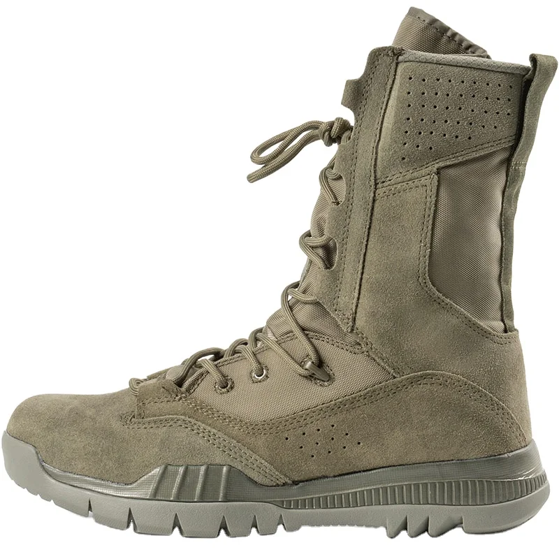 Green Cow Suede Leather Rubber Sole Tactical Hiking Training Botas Boots
