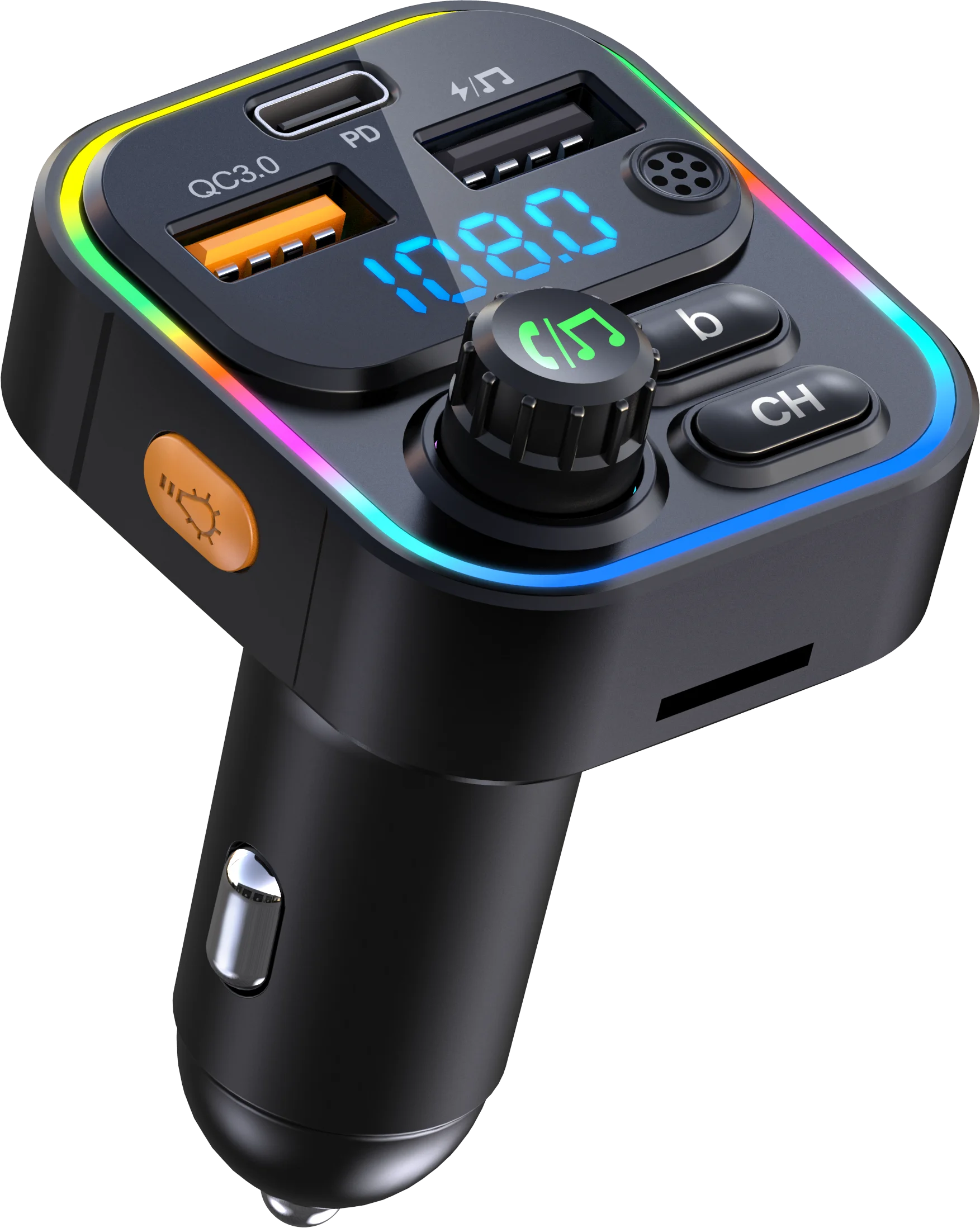 Super Fast Charging Car MP3 Player Bluetooth-Adapter Hands-Free Call U Disk TF Card FM Transmitter Car 22.5W