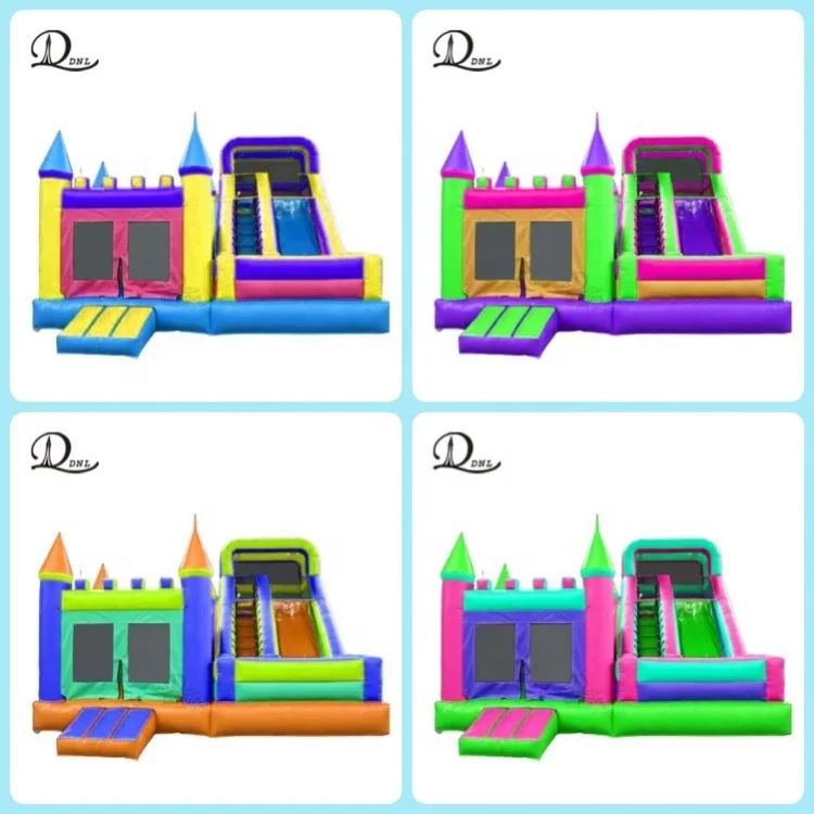 Funny unicorn inflatable Bouncer With Slide Bouncy House Combo Colorful Bouncing Castle Inflatable Kids Playground