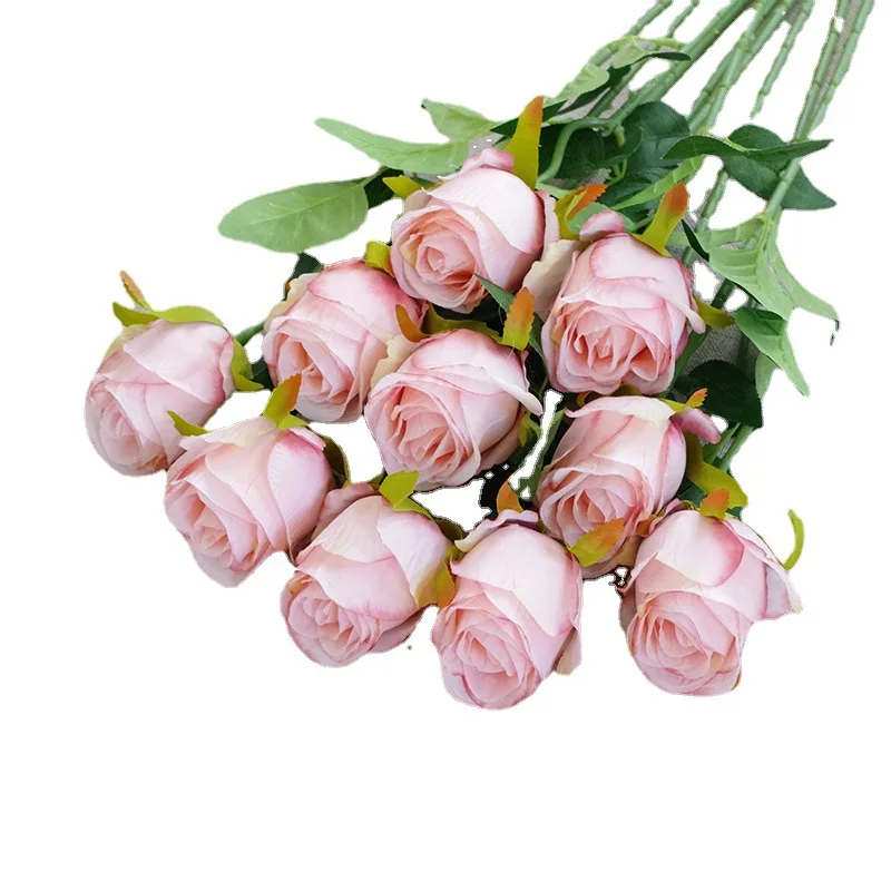 Ваза для домашнего стола Свадебный декор искусственные цветы 50 см Высококачественный шелк болгарские розы розовые стебель