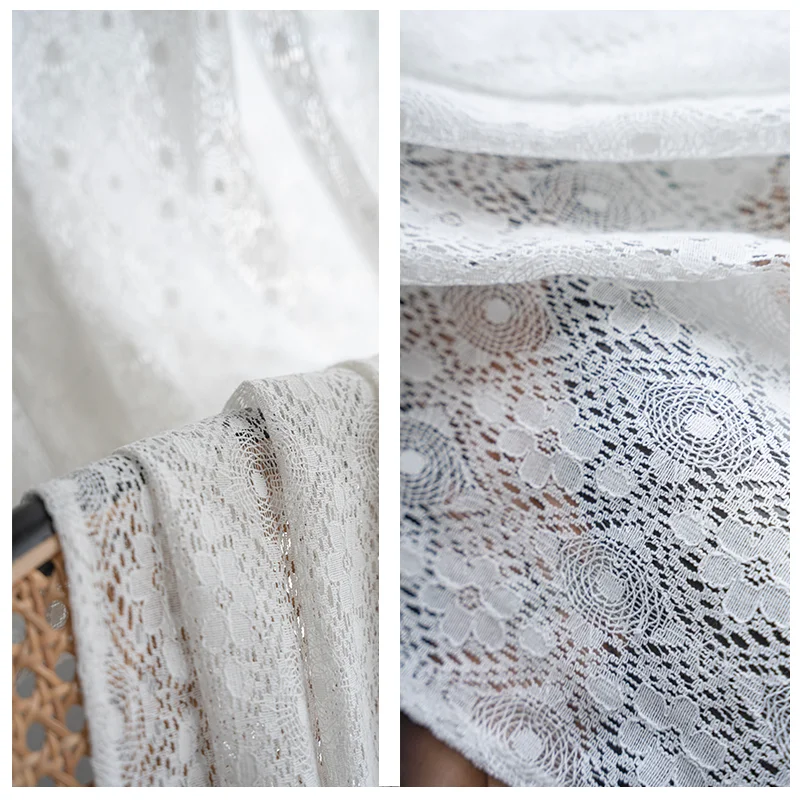 Nordic Style INS White Hollow Out Lace Curtain For  Wedding Home Balcony Livingroom