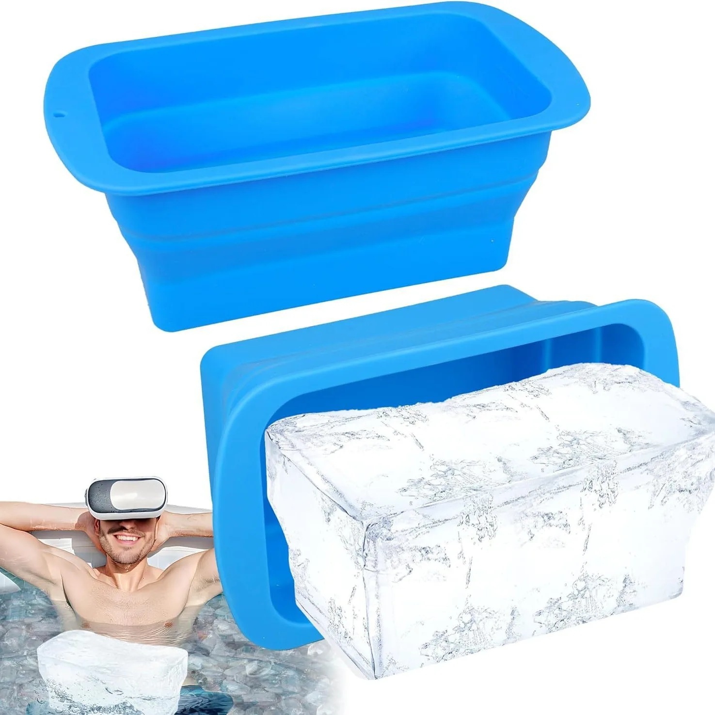 4LB 8LB Silicone Ice mold block tray collapsible big ice maker Custom Logo for Ice Cream Tool Extra Large for summer