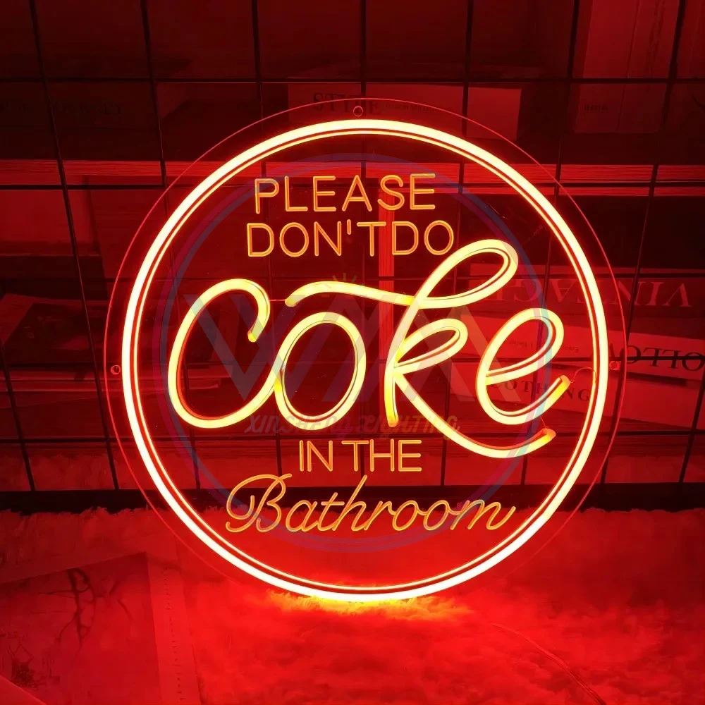 Please Dont Do Coke in The Bathroom Retro LED Neon Sign Home Decor with Vintage Plaques and Posters for Room Office Farmhouse