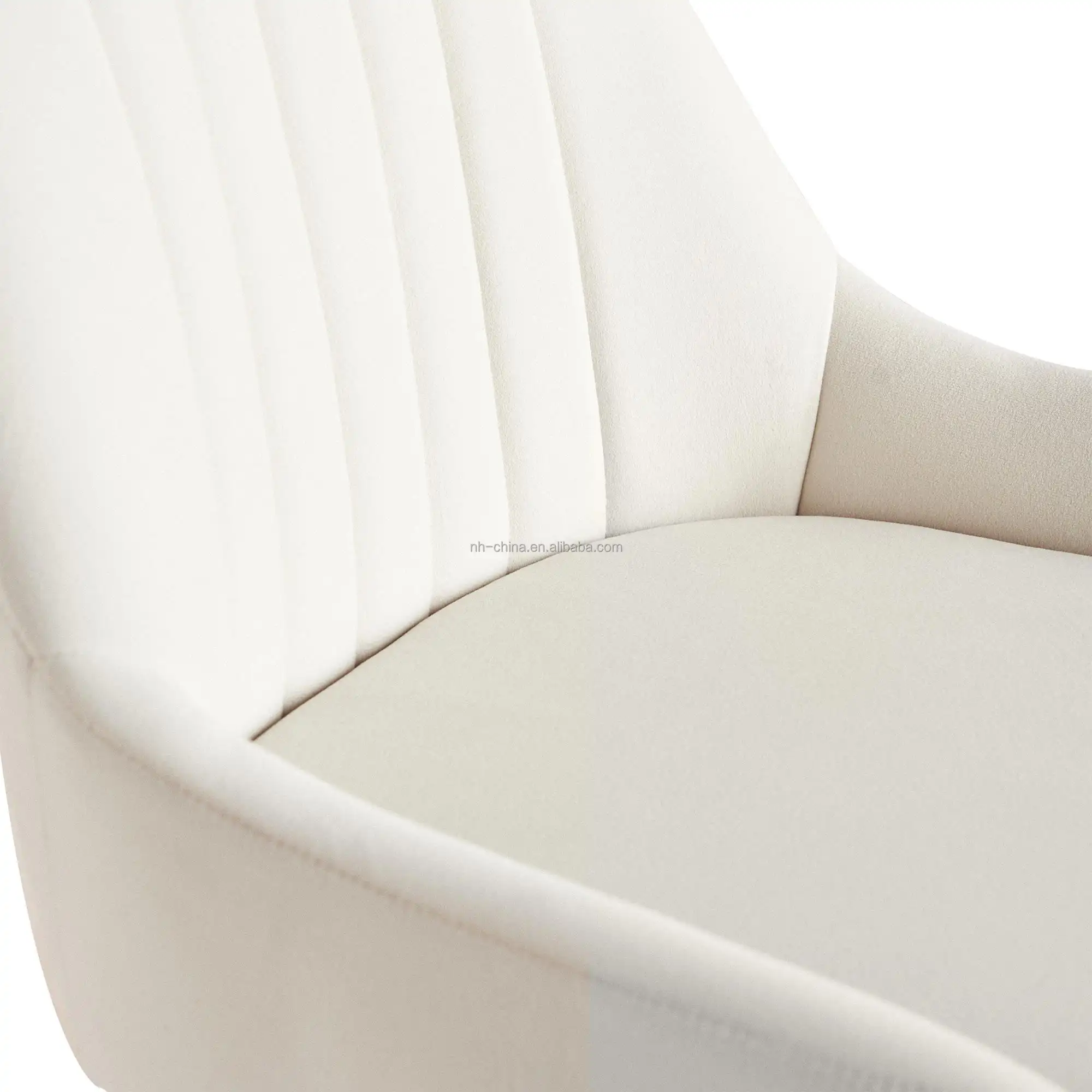 Luxury modern latest design Vertical stripes backrest beige velvet kitchen dining room chair with golden metal legs