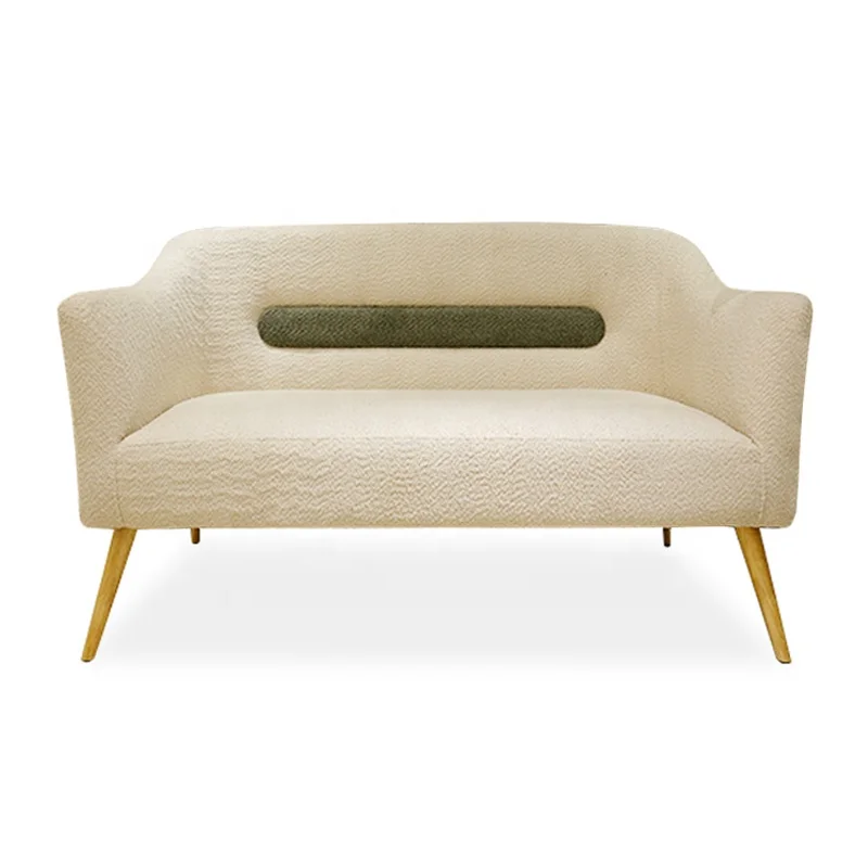 Furniture Outdoor Applicable Fabric Material Modern Solid Wood Legs White Tufted Living Room Hotel Lounge 2 Seater Sofa