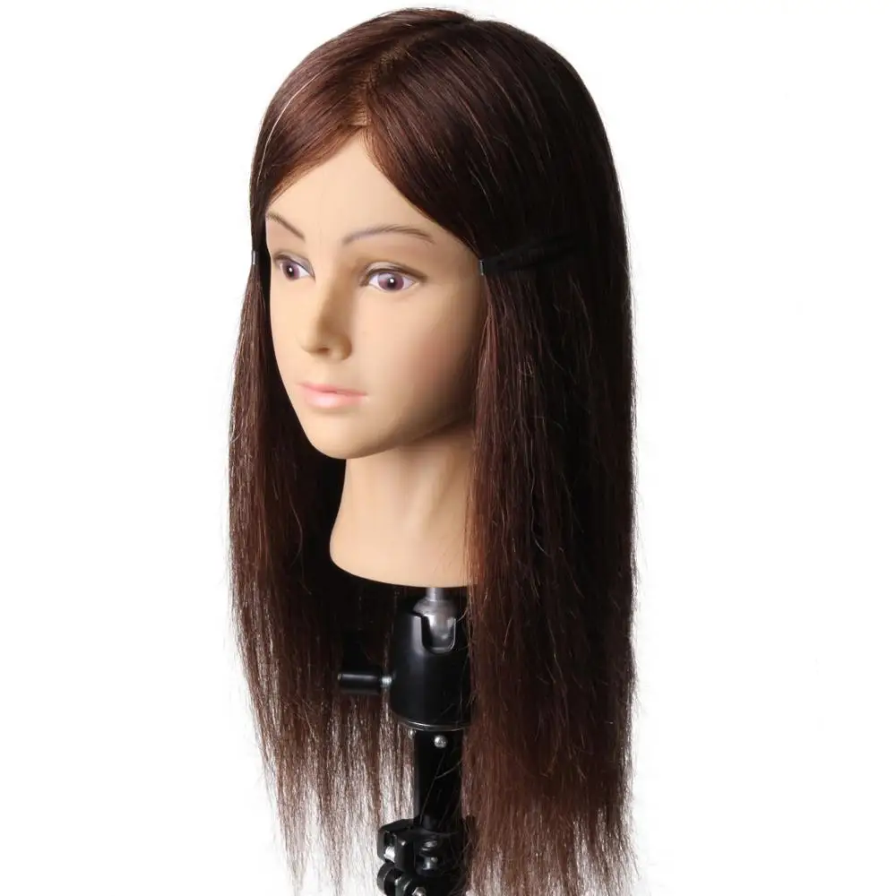 100% Real Human Hair Training Head Wig Dummy Doll Head Hairdresser Practice Hairstyles Hairdos Haircuts Permed