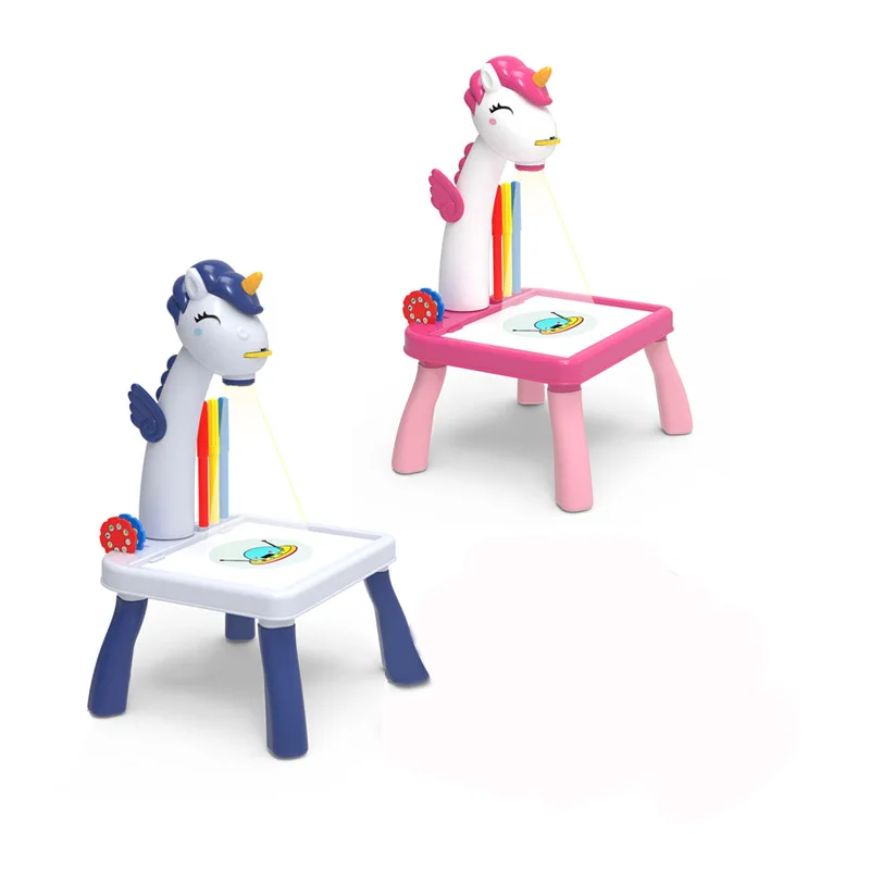 2022 New Cartoon Unicorn Kids Drawing Board Projection Erasable Drawing Board Toys