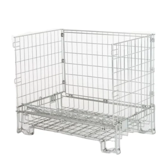 Фабричные промышленные сверхпрочные штабелируемые ящики для хранения из проволочной сетки с крышкой