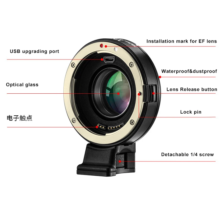 Крепление-адаптер для объектива EF-EOSM Booster 0.71x Speed объектив IS USM Canon EF с креплением EOS EF-M Кольцо адаптер беззеркальной камеры M50 удлинительных макроколец автофокусом Фокусное