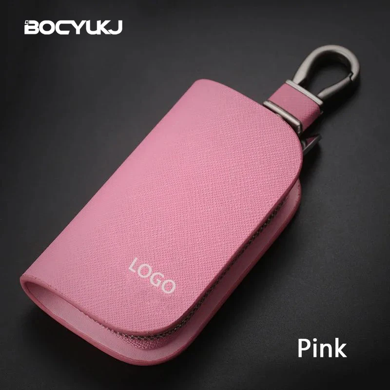 Leather Car Key Case Universal Keychain For BMW Mercedes Audi VW Bentley Toyota Honda Hyundai MG Key Cover Protector Accessories
