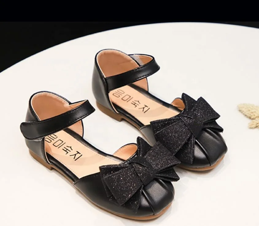 
2020 princess bow tie pu strap children kid girl student shoes party wedding mary jane shoes slip on flats 