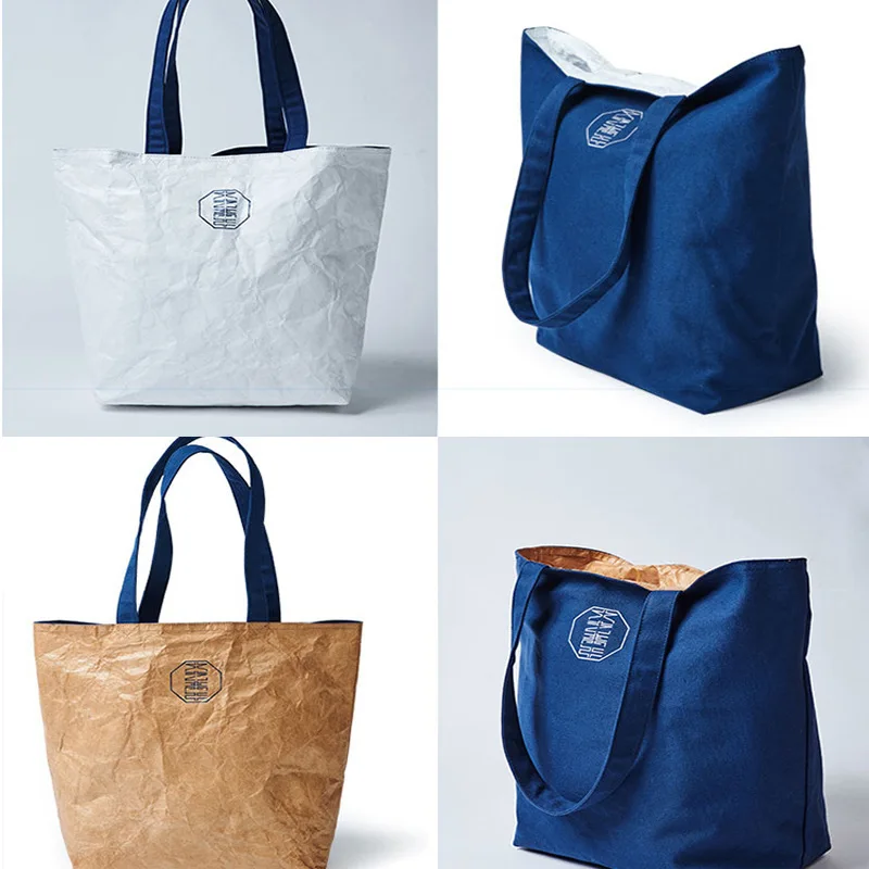 B381 wholesale small travel bag custom pvc kraft dupont eco friendly washable waterproof tyvek paper bag