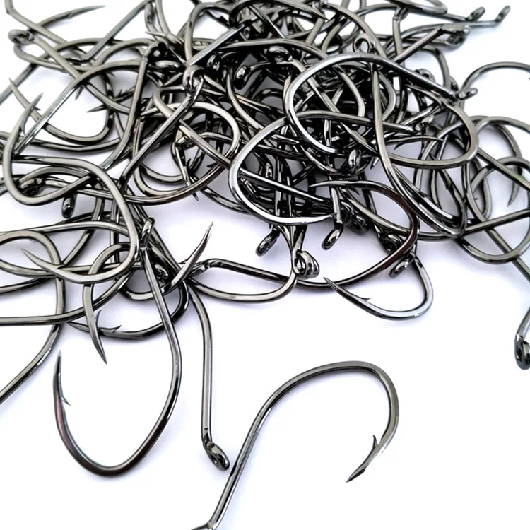 TOPIND 100pcs/bag 8083 High Carbon Steel Fishing Hooks Offset Catfish Hook With Black