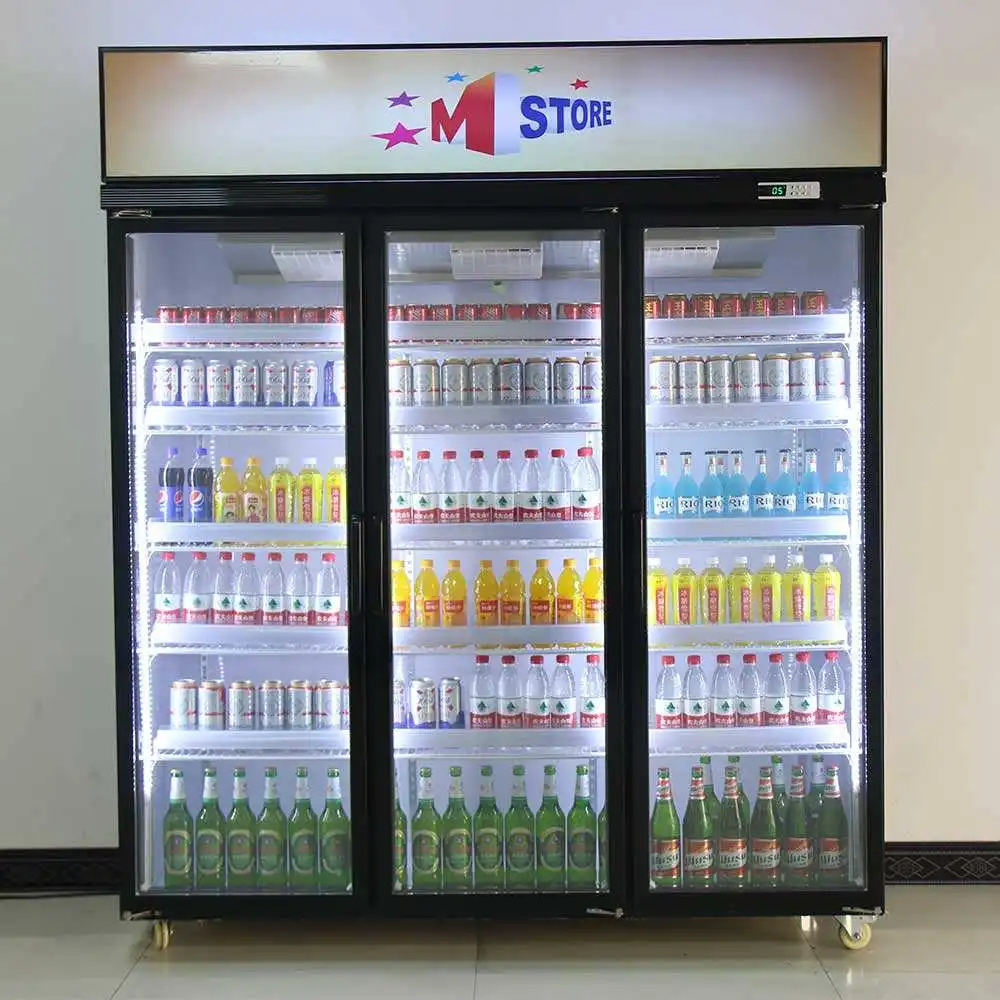 Commercial Glass Door Beverage Cooler Supermarkets upright freezer commercial display cooler