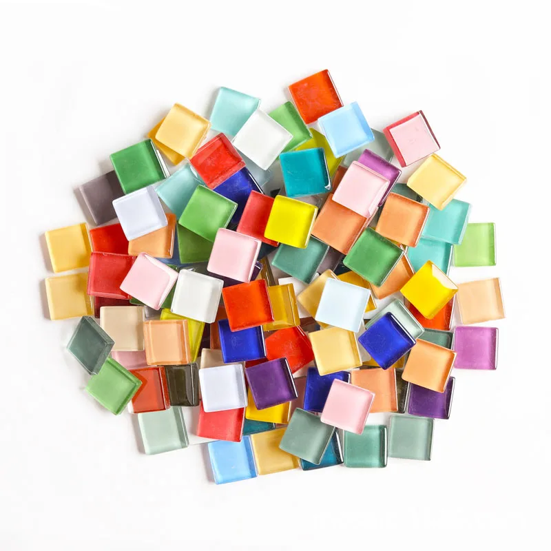 Mosaic Tiles Square Iridescent Crystal Mosaic Glass Tile for Crafts, Mosaic DIY Picture Frames Handmade Jewelry Art Decoration