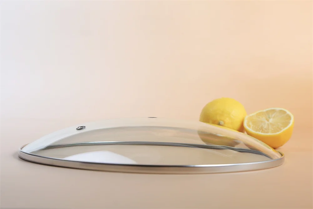 Chinese factory high quality transparent C type tempered cookware part glass cover with bakelite knob for skillet frying pan