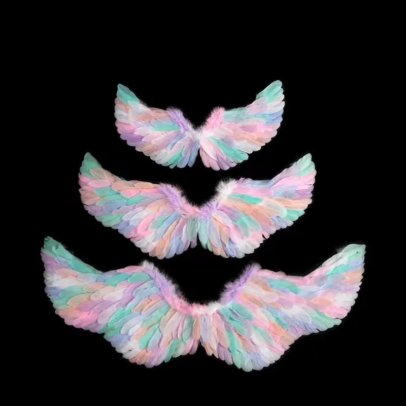Angel Feather Wings Red Black White Custom Fancy Dress Party Set for Kids Adults