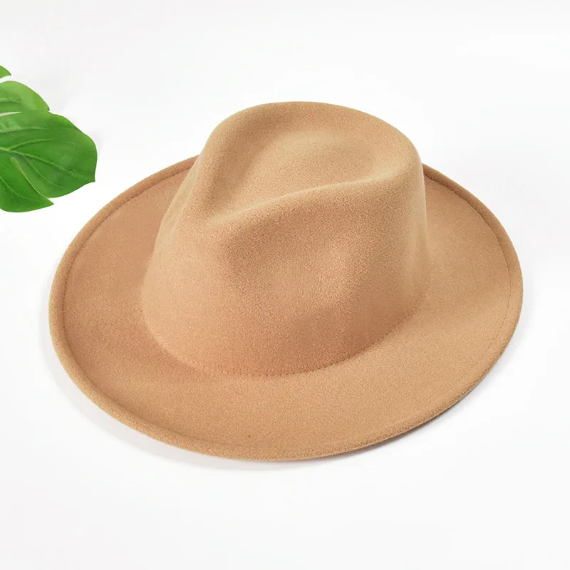 Top Hat Wholesale Wool Felt Plain Fedora hats Unisex Ribbon Pattern Color Cloche Hat