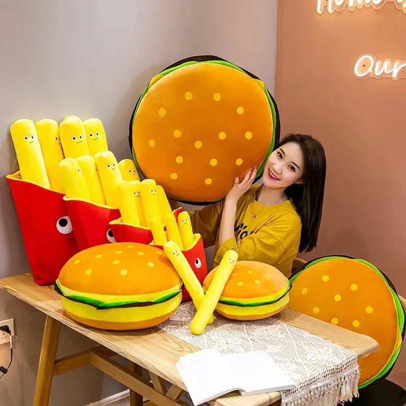 QY Wholesale fries plush toys, hamburger dolls, pizza dolls, creative toys, kids educational toy