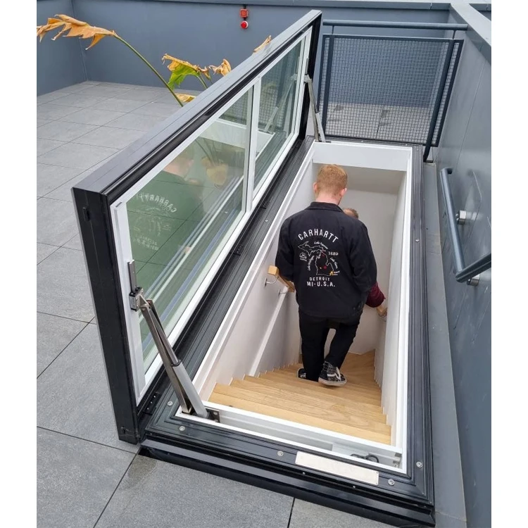 Modern design villa house waterproof insulated glass skylights flat roof staircase access hatches window for roofs stairs